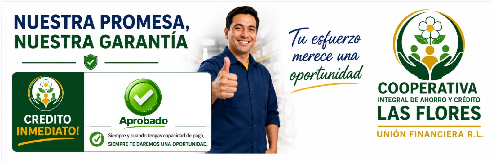 Nuestra promesa, nuestra garantía. Crédito inmediato aprobado.